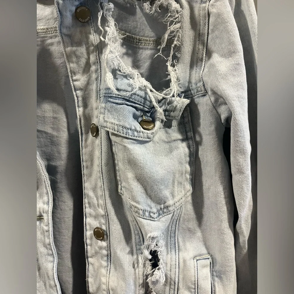 Hollister Light Wash Blue Distressed Denim Jacket